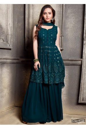 Dark Green Georgette  Sharara